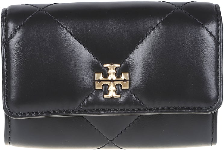 Tory Burch Kira Diamond Quilt Flap Card Case Black