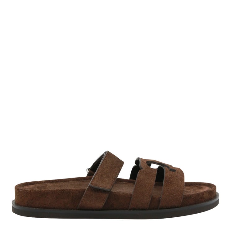 Tory Burch Brown Suede Sandals with Cut-out Design
