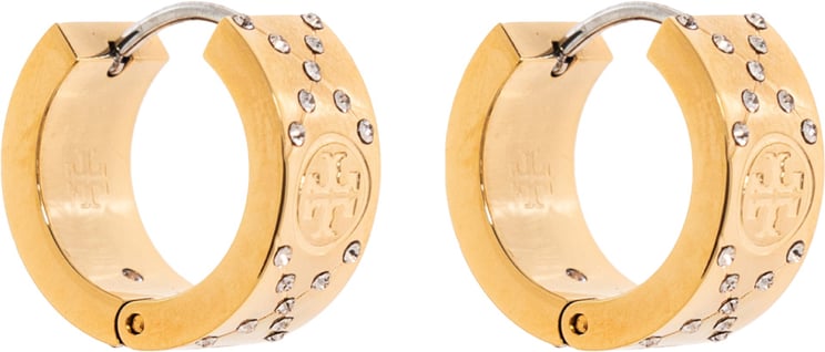 Tory Burch Small Icon T Monogram Pave Hoop Earrings