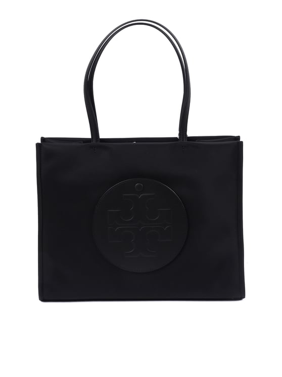 Tory Burch Black Ella Small Embossed Tote Bag