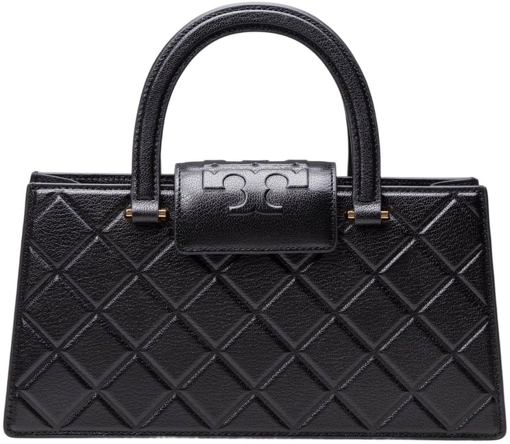 Tory Burch Toryburch fleming east-west leather handbag color black