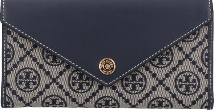 Tory Burch Beige T Monogram Jacquard Trifold Wallet