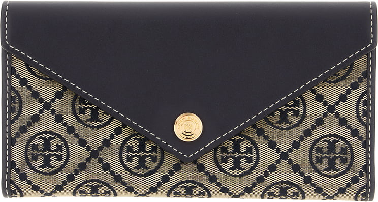 Tory Burch Tory Burch Embroidered canvas T Monogram envelope wallet