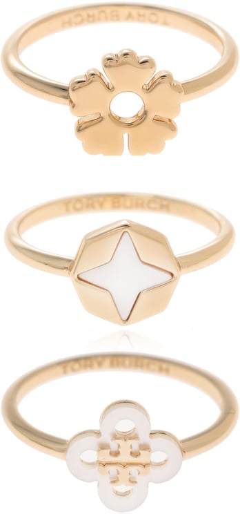 Tory Burch Clover Logo Set Of Three Rings
