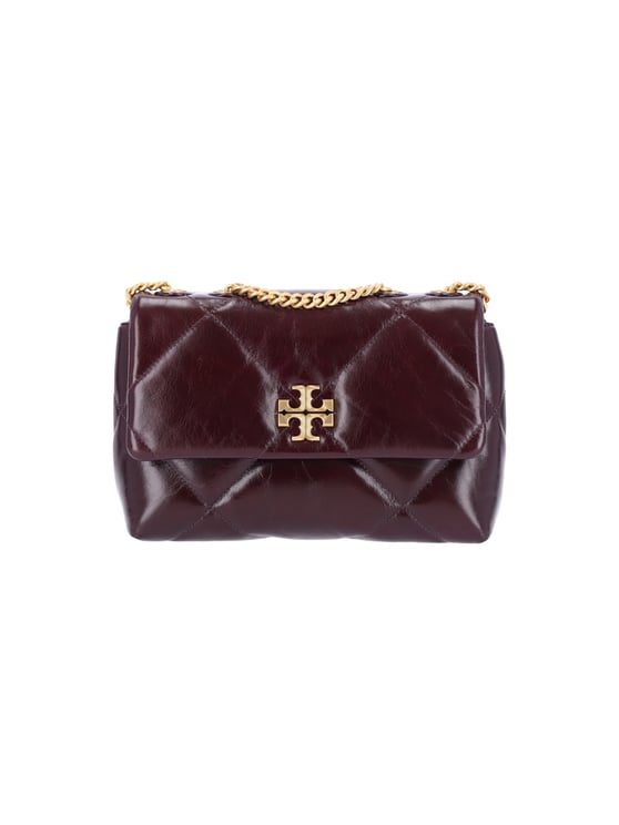 Tory Burch Quilted Burgundy Leather Bag with Gold-tone Chain Strap