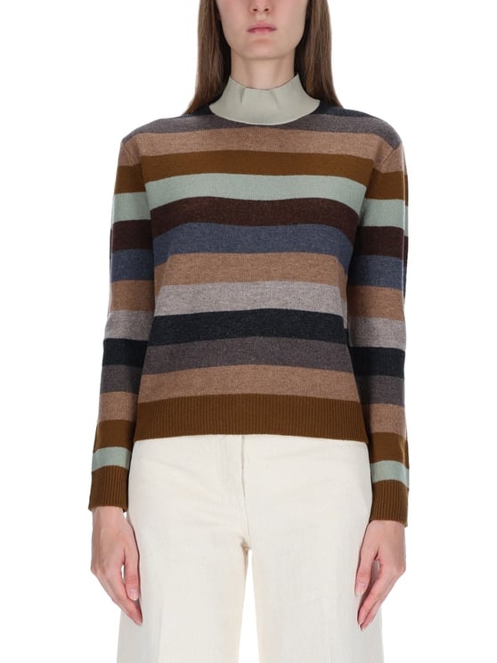 Tory Burch Striped Horizontal Merino Wool Sweater