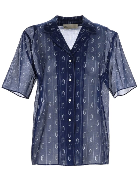 Tory Burch White Paisley Cotton Silk Shirt