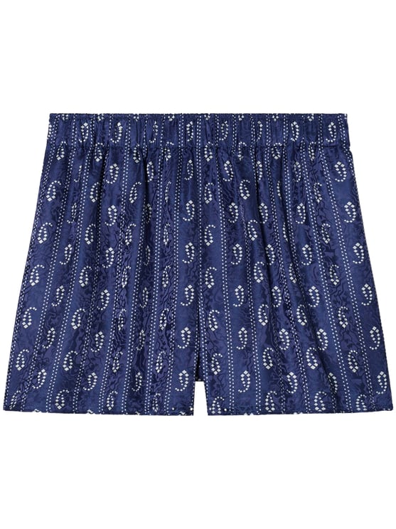 Tory Burch Camp Elastic Waistband Paisley Shorts