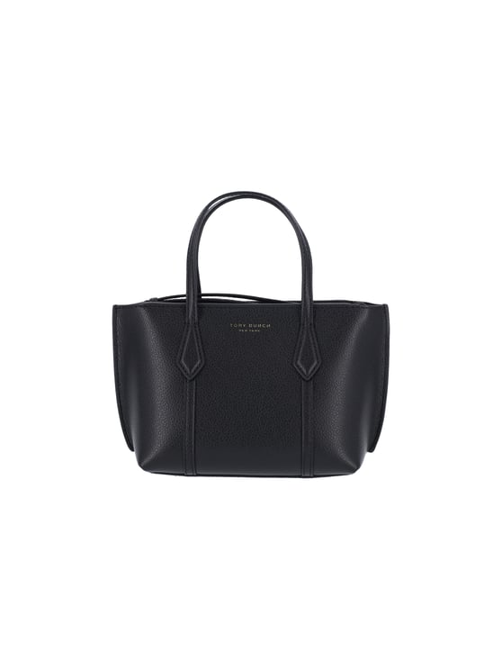 Tory Burch Structured Black Handbag with Detachable Shoulder Strap