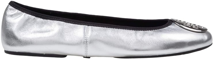 Tory Burch Tory burch reva travel leather ballerina flats in silver