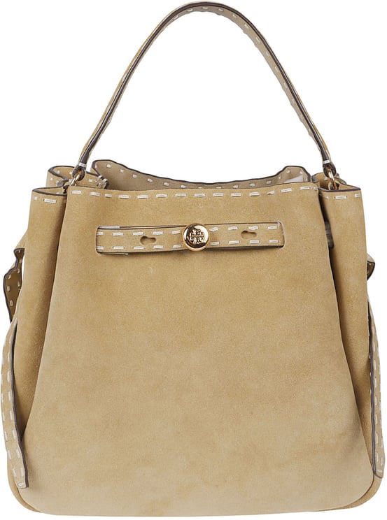Tory Burch Handcrafted Brushed Suede Bucket Bag