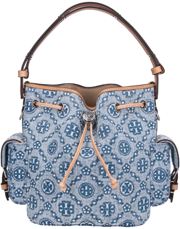 Tory Burch T-Monogram Cotton-Blend Bucket Bag