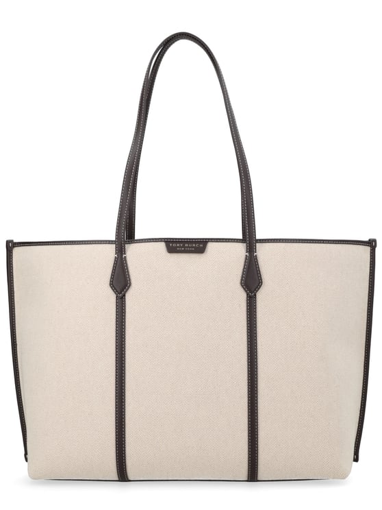 Tory Burch Beige Perry Textured Fabric Tote Bag