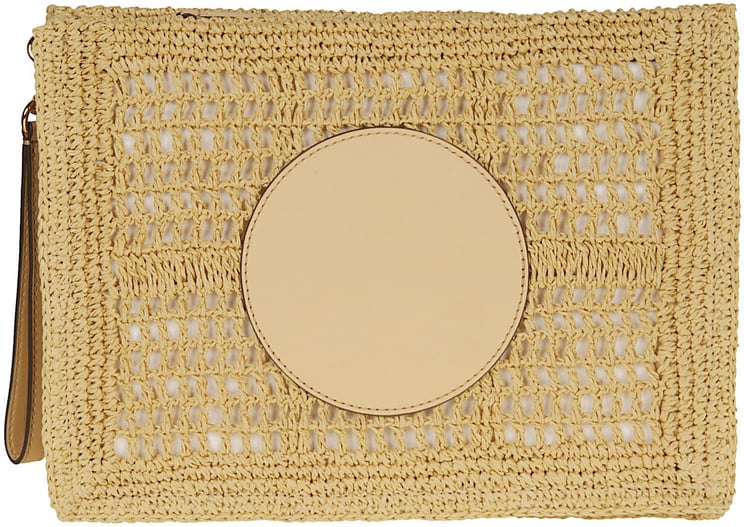 Tory Burch Ella Hand Crocheted Pouch Bag Nude
