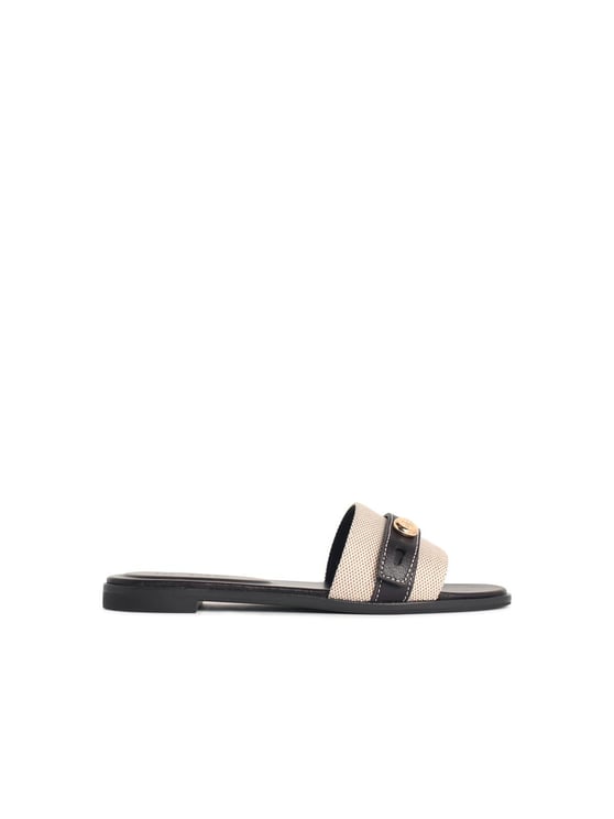Tory Burch 'Romy' Brown Leather Blend Slippers