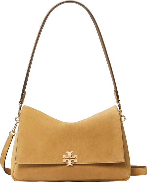 Tory Burch Brown Charlie Structured Suede Shoulder Bag