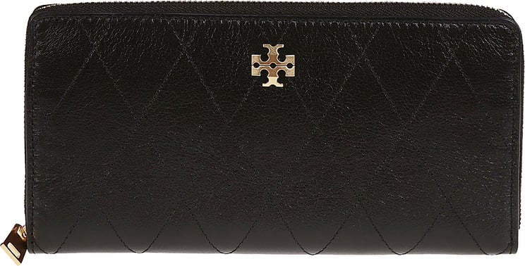 Tory Burch Charlie Quilted Zip Continental Wallet Black