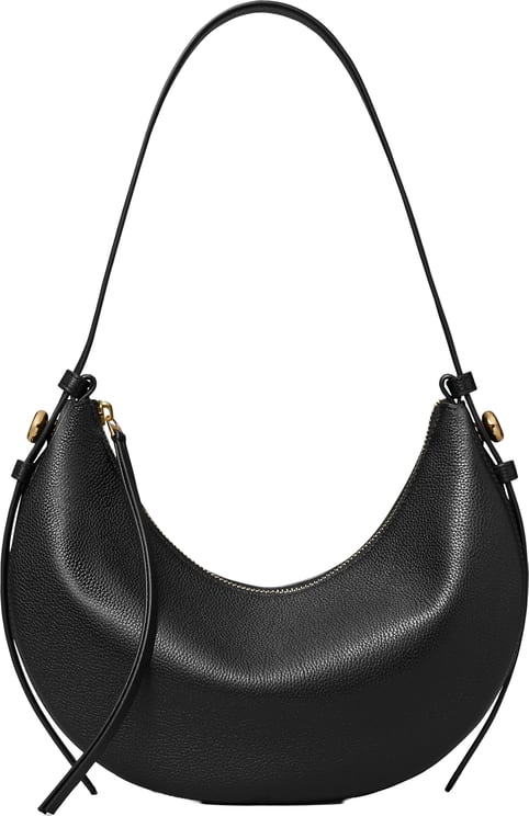 Tory Burch Crescent-Shaped Textured Leather Romy Half Moon Bag