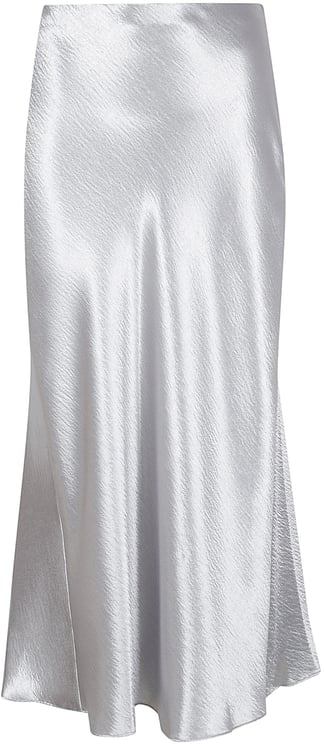 Tory Burch Silver Midi Skirt with Hidden Zip Closure