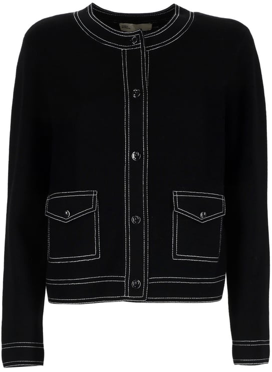 Tory Burch TOPSTITCHED CARDIGAN