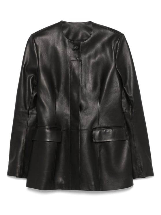 Toteme Lamb Leather Collarless Structured Jacket