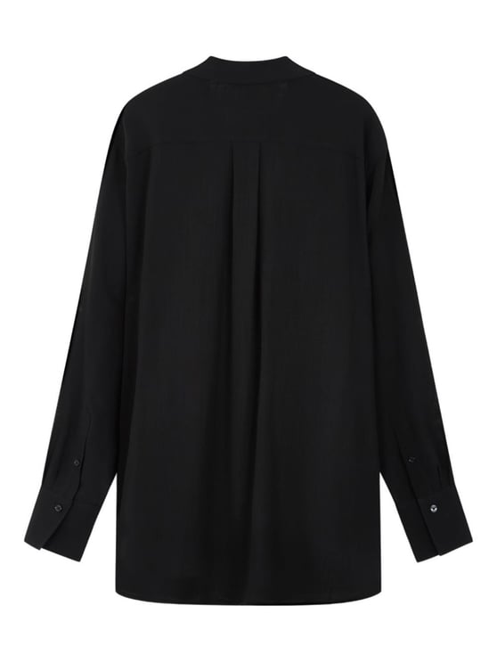 Toteme Black Scarf Viscose-Wool Blouse