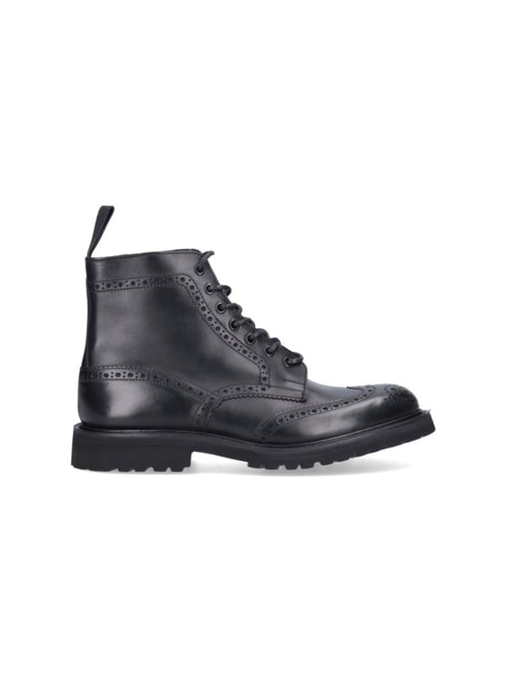 Tricker's Round Toe Brogue Leather Boots