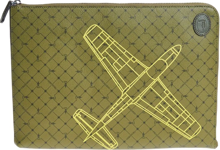 Trussardi Trussardi Green Leather Men Clutch
