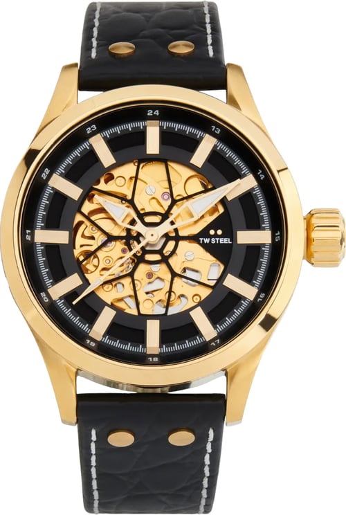 TW Steel TW Steel TWVS131 Skeleton Goudkleurig Zwart 45mm
