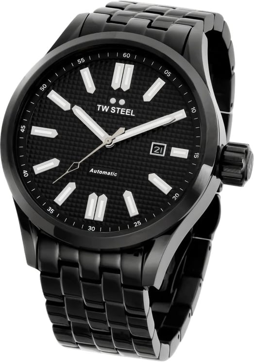 TW Steel TW Steel Horloge VB12 Volante Staal met Zwarte Coating Automaat Swiss Made 100m Waterdicht 45mm