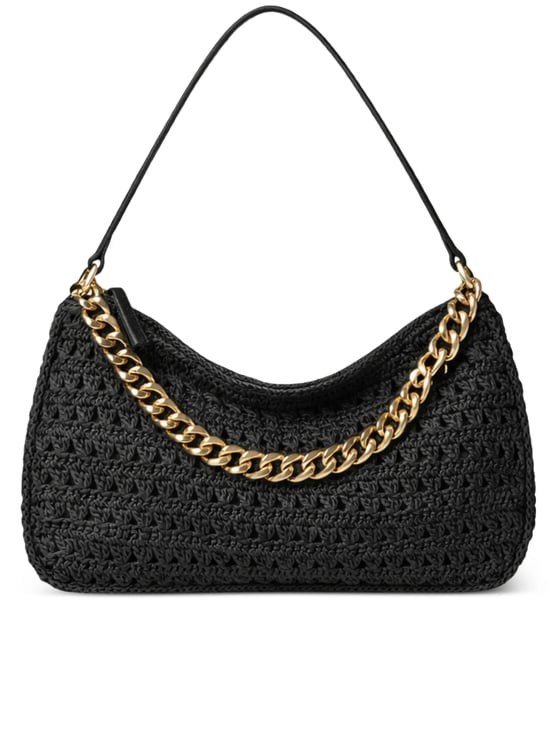 Twin-set Black Crochet Rounded Shoulder Bag