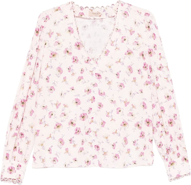 Twin-set Blusa Stampa Fiore Lightweight Viscose Top