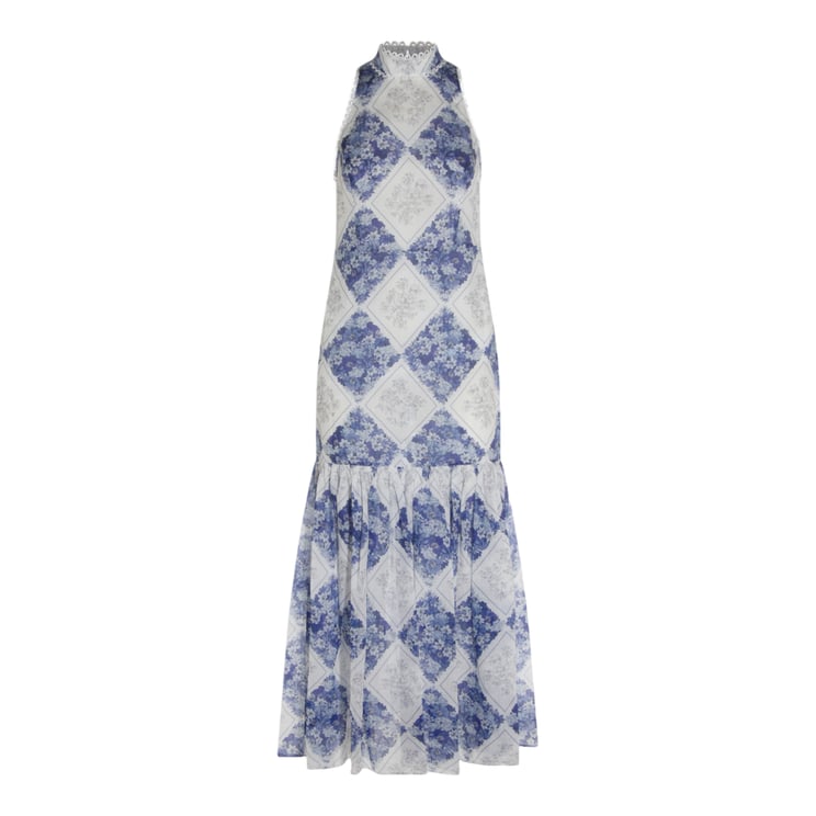 Twin-set Sleeveless High-Neck Maxi Dress With Floral Pattern