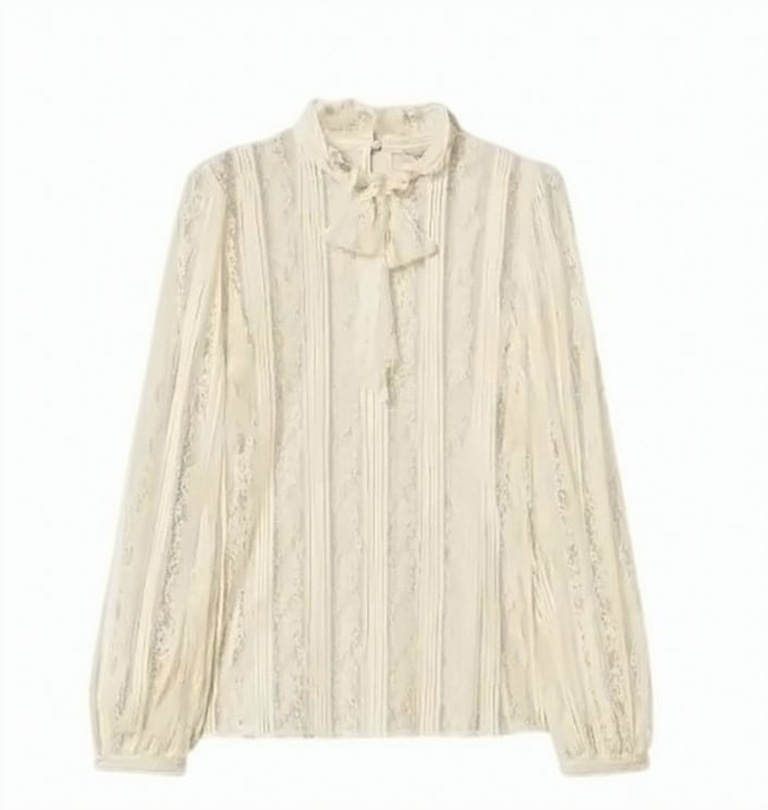 Twin-set Righeh Lace Ribbon Tie Blouse
