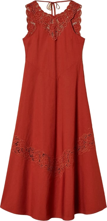 Twin-set Rust Abito Sleeveless Lace Midi Dress