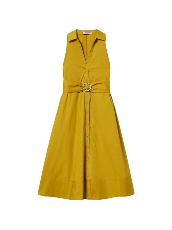 Twin-set Abito Sleeveless Collared Flared Midi Dress