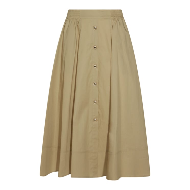 Twin-set Midi Skirt with Button-Down Front and Gathered Waistband