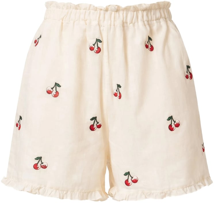 Twin-set Shorts Pergamena/Cherries Red Embroid