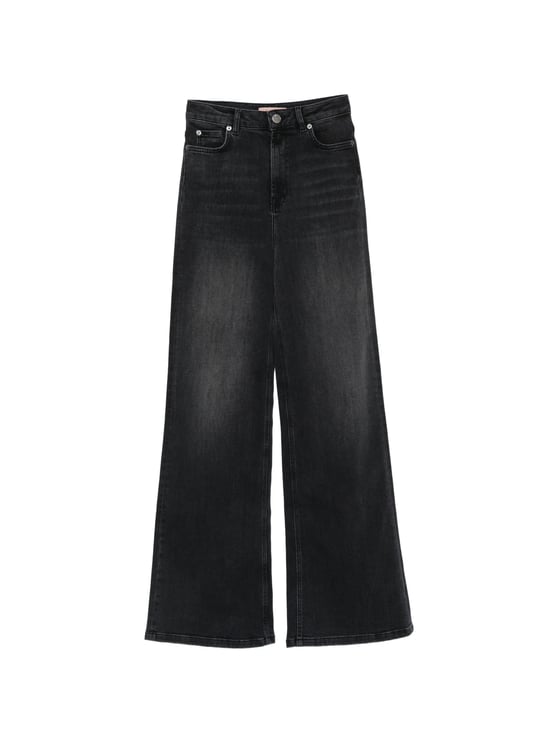 Twin-set High-Waisted Wide Leg Pants with Classic Five-Pocket Styling