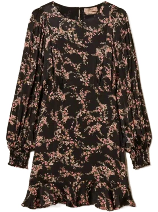 Twin-set Short Black Floral Day Dress
