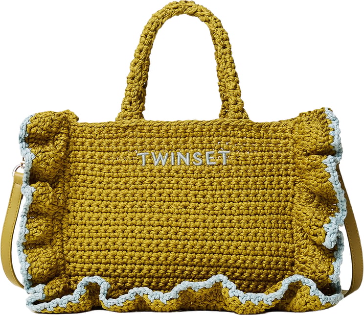 Twin-set Mustard Yellow Rectangular Knit Handbag