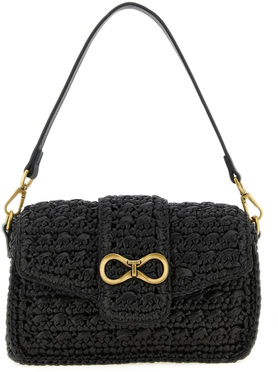 Twin-set Black Rectangular Textured Shoulder Bag