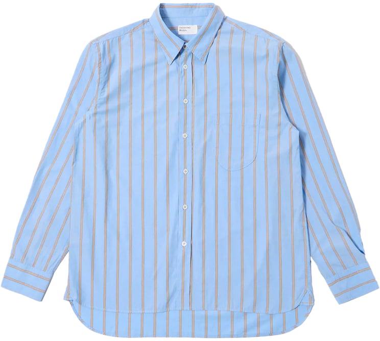 Universal Works chemise bleue a rayures pop