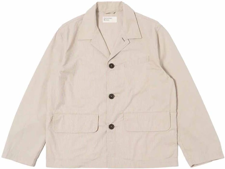 Universal Works universal works franck jacket coton raye marron