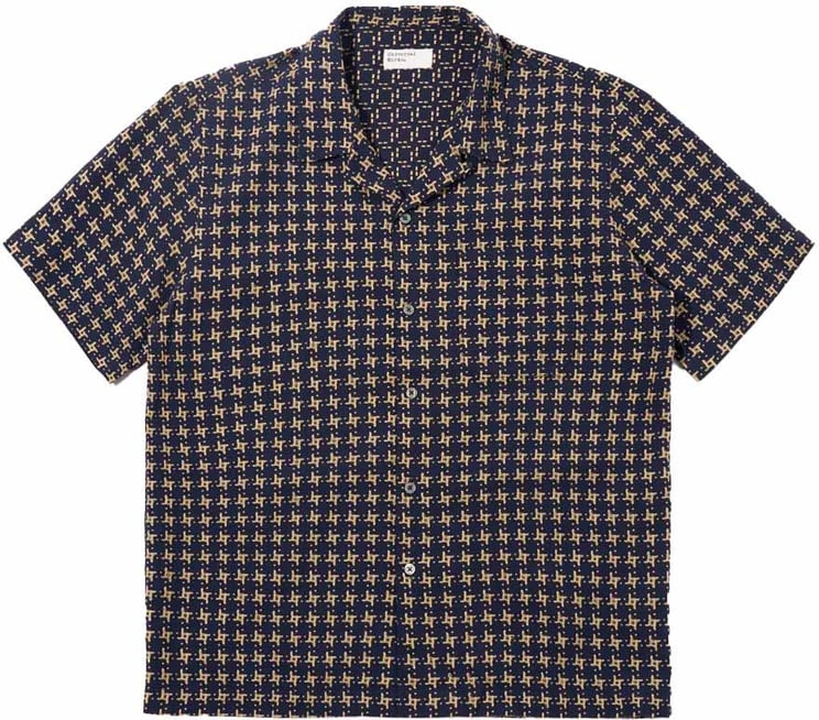 Universal Works universal works road shirt rhodes cotton navy sand