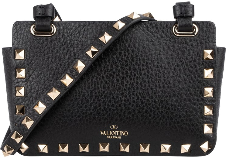 Valentino Valentino Garavani Grained Calfskin Rockstud Small Tote Crossbody Bag
