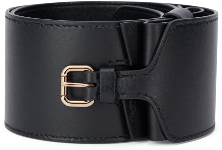 Valentino High black belt with golden buckle.