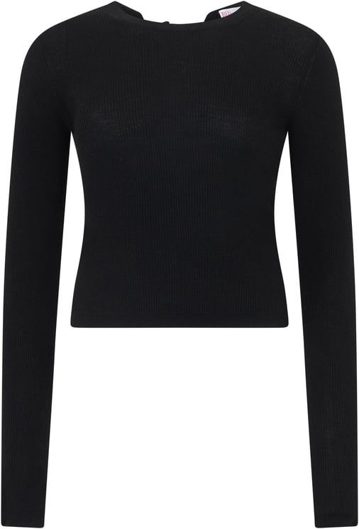 Valentino Black crop top with long sleeves, versatile for any occasion.