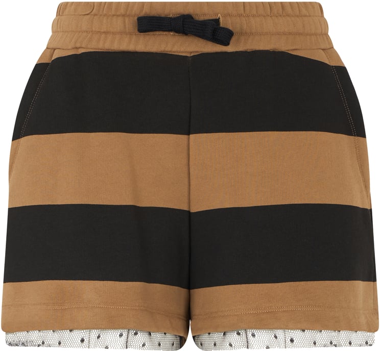 Valentino Summer shorts in camel color with black stripes.