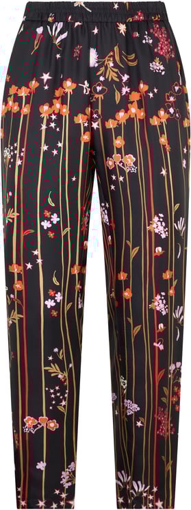 Valentino Elegant modern black pants with a floral pattern.
